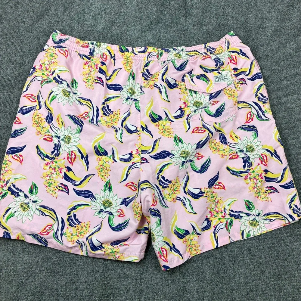 Polo Ralph Lauren Mens Pink Tropical Floral Swim Trunks Size 3XB Big & Tall